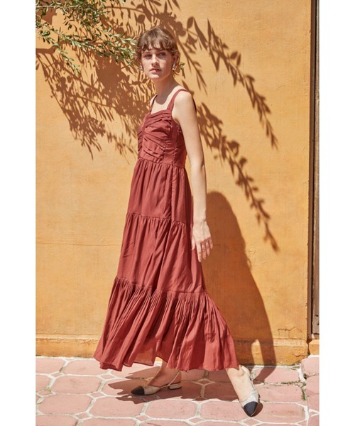 Estella.K（エステラケー）の「Kahina Long Dress ギャザリングエアリードレス（ワンピース・レディース・ブラック/バーガンディー/ライトベージュ・FREE）」の12枚目の写真