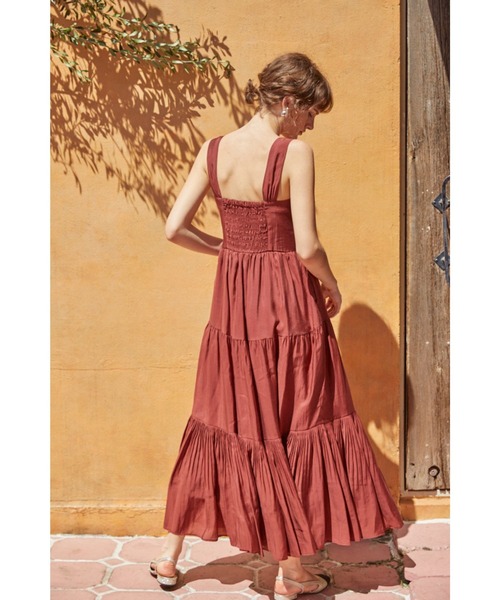 Estella.K（エステラケー）の「Kahina Long Dress ギャザリングエアリードレス（ワンピース・レディース・ブラック/バーガンディー/ライトベージュ・FREE）」の13枚目の写真