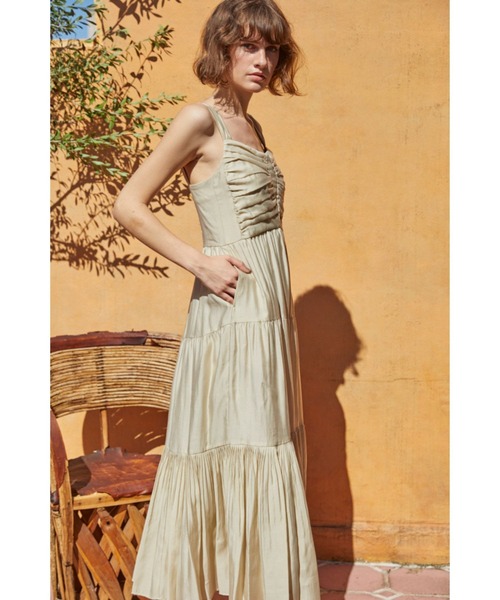 Estella.K（エステラケー）の「Kahina Long Dress ギャザリングエアリードレス（ワンピース・レディース・ブラック/バーガンディー/ライトベージュ・FREE）」の21枚目の写真