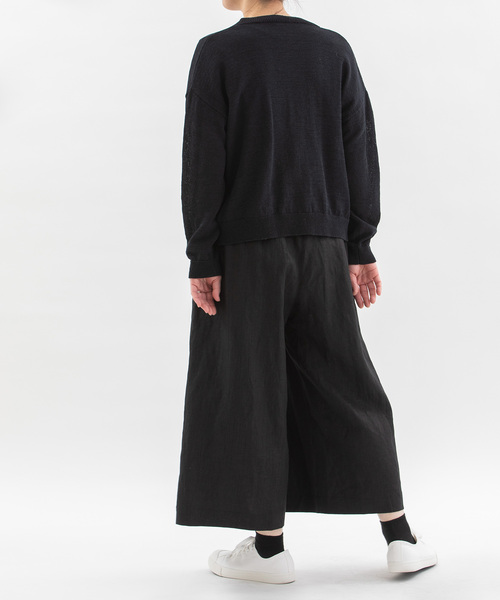 nop de nod(ノップドゥノッド)の「リネンサイドラインクロップドワイドパンツ(その他パンツ・レディース・ダークブルー/ネイビー/ブラック・M)」の21枚目の写真