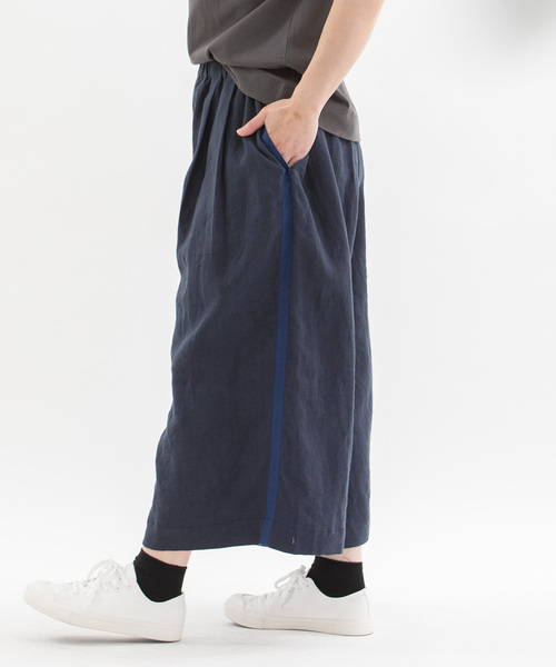 nop de nod パンツ リネン8分丈タックワイドパンツ レディース