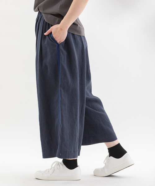nop de nod(ノップドゥノッド)の「リネンサイドラインクロップドワイドパンツ(その他パンツ・レディース・ダークブルー/ネイビー/ブラック・M)」の13枚目の写真
