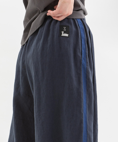 nop de nod パンツ リネン8分丈タックワイドパンツ レディース