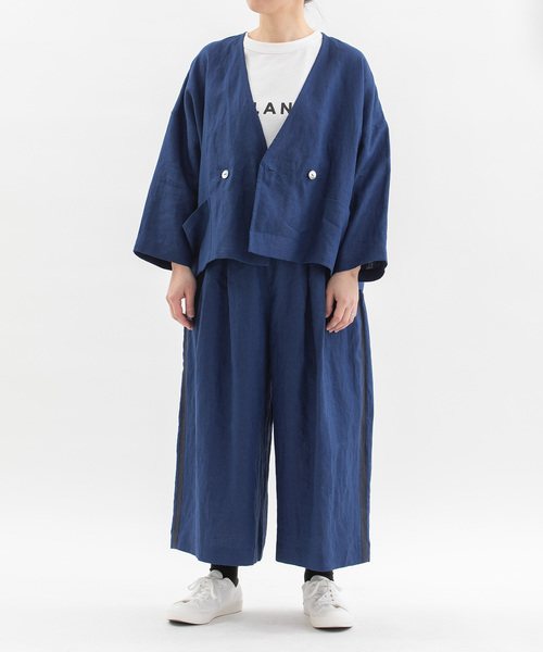 セール】リネンサイドラインクロップドワイドパンツ（その他パンツ