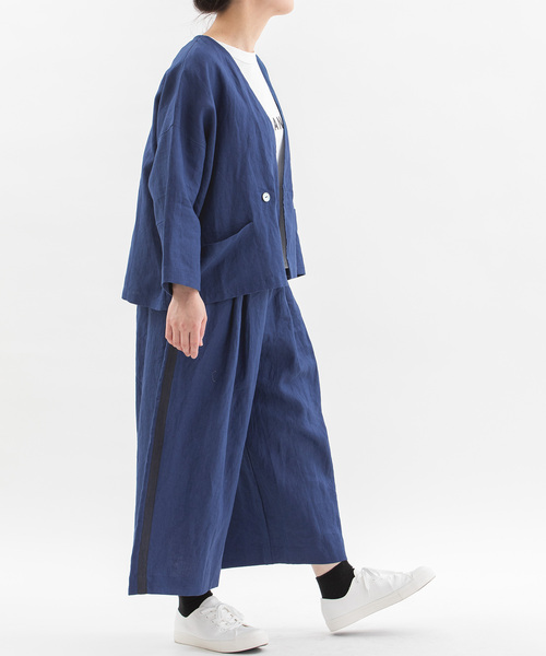 nop de nod(ノップドゥノッド)の「リネンサイドラインクロップドワイドパンツ(その他パンツ・レディース・ダークブルー/ネイビー/ブラック・M)」の10枚目の写真