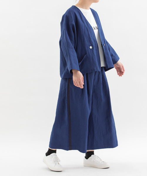 nop de nod(ノップドゥノッド)の「リネンサイドラインクロップドワイドパンツ(その他パンツ・レディース・ダークブルー/ネイビー/ブラック・M)」の9枚目の写真