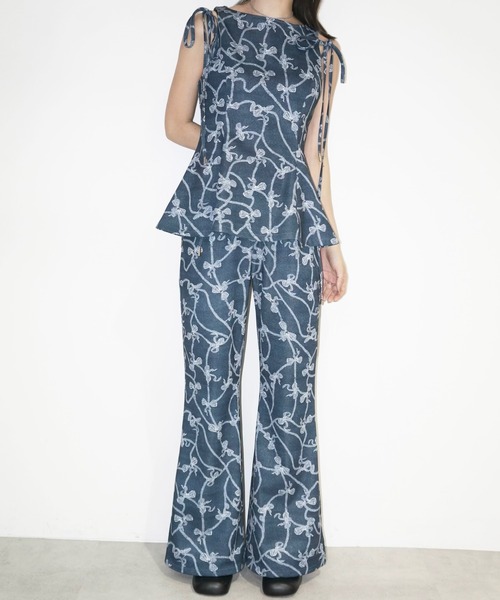 musubore（ムスボレ）の「side ribbon flare PT / サイドリボンフレアパンツ（その他パンツ・レディース・その他/ネイビー・0/1）」の7枚目の写真