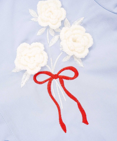 ブラウス シャツ 「HOOK」for girls フラワー刺繍レース襟シャツ レディース HOOK】for girls フラワー刺繍レース襟シャツ（シャツ/ブラウス