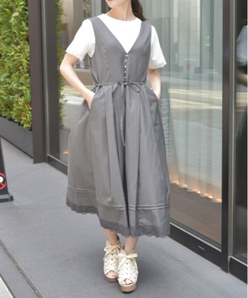 axes femme（アクシーズファム）の「連ボタンタックジャンスカ（ジャンパースカート・レディース・チャコール/ネイビー・FREE）」の8枚目の写真