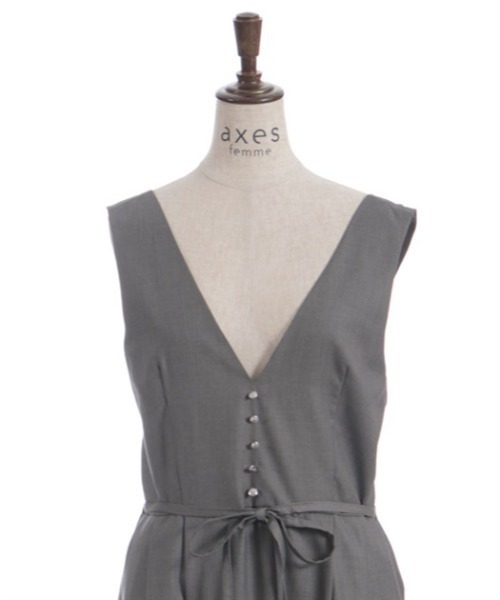 axes femme（アクシーズファム）の「連ボタンタックジャンスカ（ジャンパースカート・レディース・チャコール/ネイビー・FREE）」の22枚目の写真