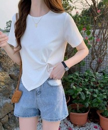 アシンメトリー半袖絞りTシャツ