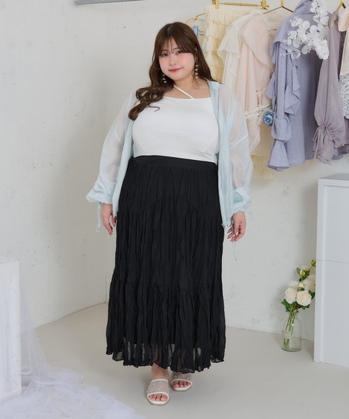 Louiosy(ルオシー)の「【大きいサイズ】リボン付きドロストシアーブルゾン(ブルゾン・レディース・ミント/ライトイエロー/アイボリー/ライトブルー・4L/X-LARGE)」の18枚目の写真