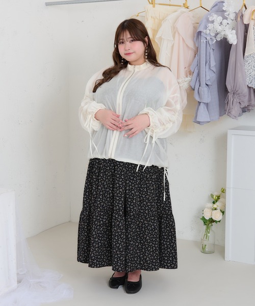 レビュー高評価の商品!の商品をすべて セール】【大きいサイズ】リボン付きドロストシアーブルゾン ジャケット・アウター