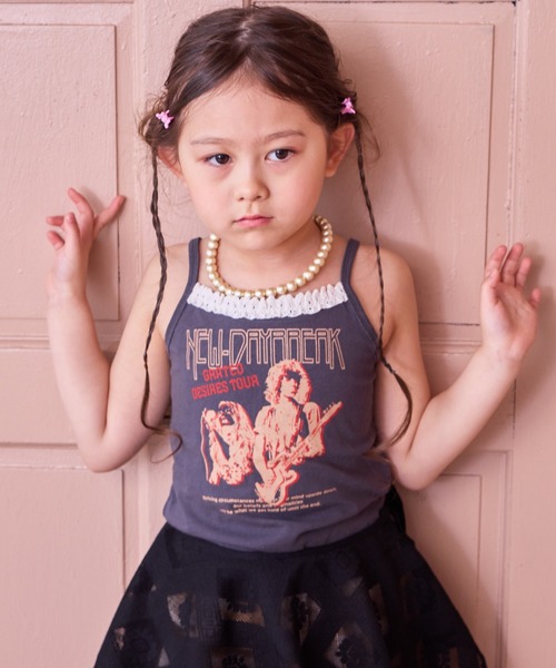 MARKEY'S（マーキーズ）の「ロックテイストプリントキャミソール（キャミソール・キッズ・パープル/チャコール/ライトピンク・90/80/150/110/100/140/130/120）」の5枚目の写真