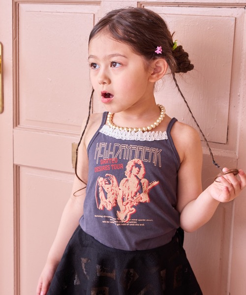 MARKEY'S（マーキーズ）の「ロックテイストプリントキャミソール（キャミソール・キッズ・パープル/チャコール/ライトピンク・90/80/150/110/100/140/130/120）」の6枚目の写真