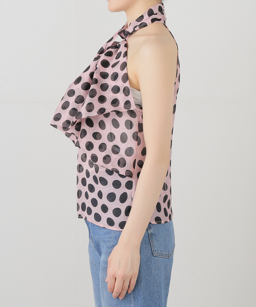 Tシャツ・カットソー NINA RICCI TWISTED POLKA DOTS TOP セール】NINA RICCI/ニナ リッチ SILK SEERSUCKER DOTS TOP
