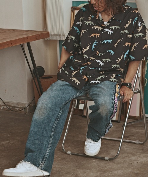 ALL RUNS(オールランズ)の「アニマルパターン S/S シャツ(シャツ/ブラウス・メンズ・ブラック系2/ダークグリーン/ブラック系1/グリーン/イエロー・FREE)」の8枚目の写真