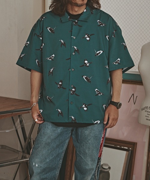 ALL RUNS(オールランズ)の「アニマルパターン S/S シャツ(シャツ/ブラウス・メンズ・ブラック系2/ダークグリーン/ブラック系1/グリーン/イエロー・FREE)」の14枚目の写真