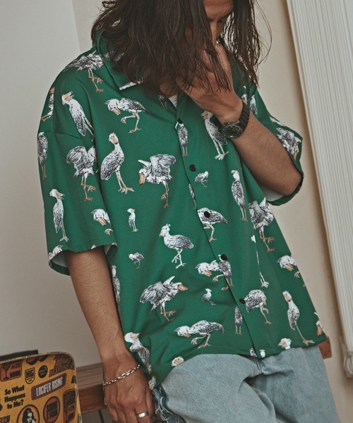 ALL RUNS(オールランズ)の「アニマルパターン S/S シャツ(シャツ/ブラウス・メンズ・ブラック系2/ダークグリーン/ブラック系1/グリーン/イエロー・FREE)」の18枚目の写真