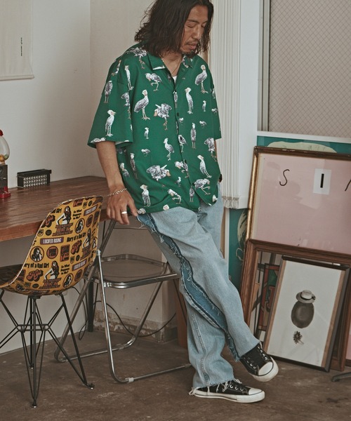 ALL RUNS(オールランズ)の「アニマルパターン S/S シャツ(シャツ/ブラウス・メンズ・ブラック系2/ダークグリーン/ブラック系1/グリーン/イエロー・FREE)」の20枚目の写真