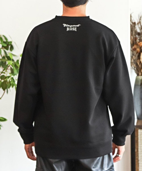LUXSTYLE（ラグスタイル）の「胸ブラシロゴ刺繍裏毛トレーナー（スウェット・メンズ・ホワイト/ブラック・L/M）」の14枚目の写真