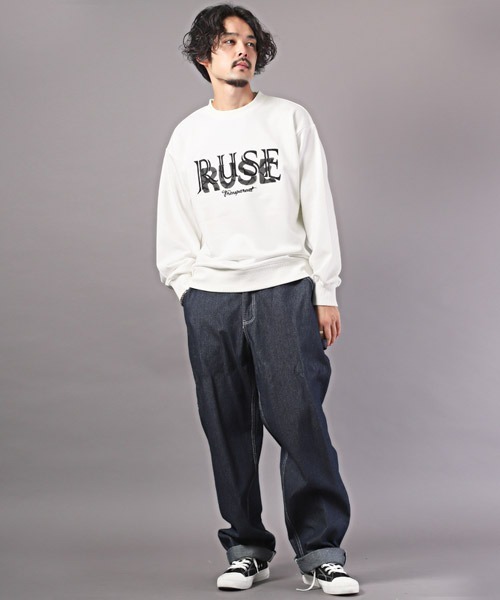 LUXSTYLE（ラグスタイル）の「胸ブラシロゴ刺繍裏毛トレーナー（スウェット・メンズ・ホワイト/ブラック・L/M）」の17枚目の写真