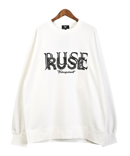 LUXSTYLE（ラグスタイル）の「胸ブラシロゴ刺繍裏毛トレーナー（スウェット・メンズ・ホワイト/ブラック・L/M）」の8枚目の写真
