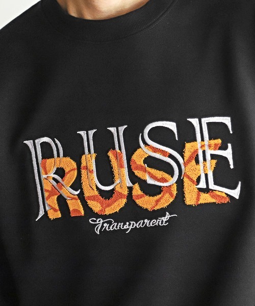 LUXSTYLE（ラグスタイル）の「胸ブラシロゴ刺繍裏毛トレーナー（スウェット・メンズ・ホワイト/ブラック・L/M）」の9枚目の写真