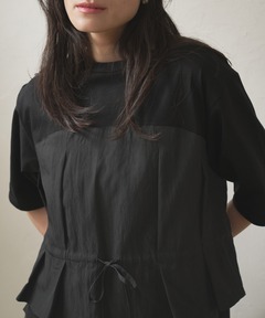 ビスチェ風切り替え半袖Tシャツ-手洗い可-