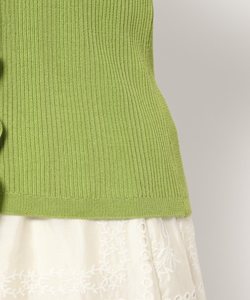 mysty woman（ミスティウーマン）の「フリルリブニットフレンチスリーブ　497228（ニット/セーター・レディース・オフホワイト/ブラック/グリーン・FREE）」の14枚目の写真