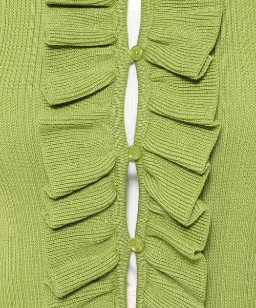 mysty woman（ミスティウーマン）の「フリルリブニットフレンチスリーブ　497228（ニット/セーター・レディース・オフホワイト/ブラック/グリーン・FREE）」の18枚目の写真
