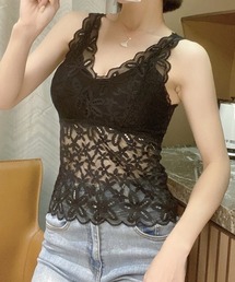夏服 総レースキャミソール カップ付 キャミ レース