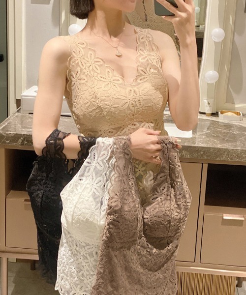 shoppinggo（ショッピングゴー）の「夏服 総レースキャミソール カップ付 キャミ レース（キャミソール・レディース・ホワイト/ブラック/ベージュ/ブラウン・FREE）」の10枚目の写真