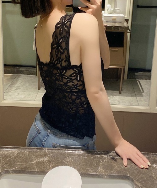 shoppinggo（ショッピングゴー）の「夏服 総レースキャミソール カップ付 キャミ レース（キャミソール・レディース・ホワイト/ブラック/ベージュ/ブラウン・FREE）」の13枚目の写真
