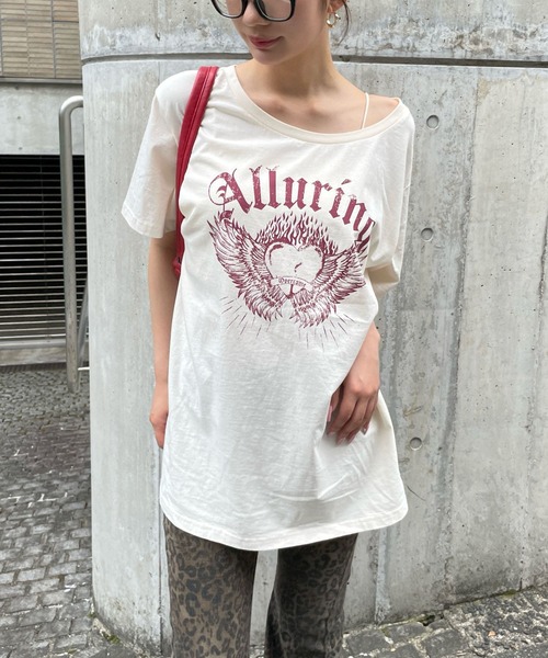 FOREVER 21(フォーエバー トゥエンティーワン)の「【2025SS】ピグメントオフショルBIGロゴT(Tシャツ/カットソー・レディース・ホワイト/ベージュ/グレー・FREE)」の2枚目の写真