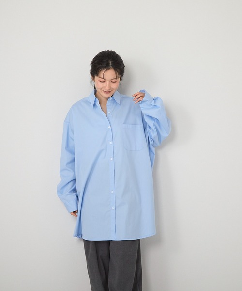 daibutsu THE UNION GABAシャツ　Lサイズ GU公式 | デニムクロップドオーバーサイズシャツ(5分袖)NT+E