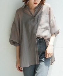 qualite scape | 【大人シアーシャツ】バックスリットシアーシャツ/後ろ姿映える/大人の抜け感/体型カバー(シャツ/ブラウス)