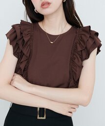 natural couture | 【sherbet line】接触冷感　フリルブラウスTシャツ(Tシャツ/カットソー)