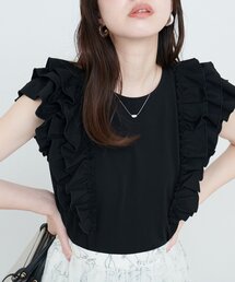natural couture | 【sherbet line】接触冷感　フリルブラウスTシャツ(Tシャツ/カットソー)