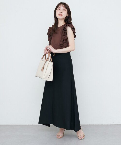 natural couture(ナチュラルクチュール)の「【sherbet line】接触冷感 フリルブラウスTシャツ(Tシャツ/カットソー・レディース・ミント/オフホワイト/ブルー/ブラウン/ブラック・FREE)」の19枚目の写真