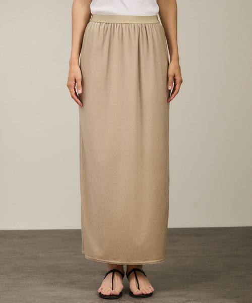 SALON adam et rope'（サロン アダム エ ロペ）の「トリアセベロアナロースカート / セットアップ対応（スカート・レディース・ベージュ/ブラック・FREE）」の15枚目の写真