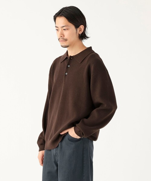 B:MING by BEAMS（ビーミングバイビームス）の「12ゲージ 片畦 ニット ポロ（ユニセックス）（ニット/セーター・メンズ・ブラウン/ブラック・S/XL/L/M）」の6枚目の写真