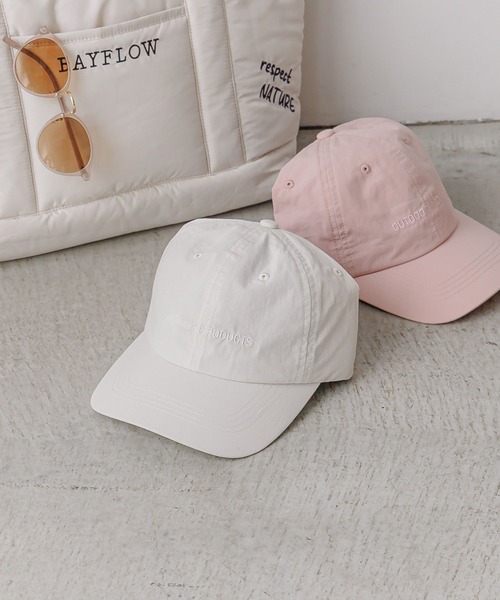 OUTDOOR PRODUCTS(アウトドアプロダクツ)の「【OUTDOOR PRODUCTS(アウトドアプロダクツ)】別注ギャザーベルトキャップ(キャップ・レディース・ピンク/アイボリー/チャコール・FREE)」の2枚目の写真