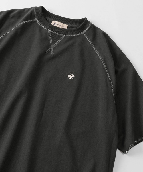 BEVERLY HILLS POLO CLUB（ビバリーヒルズポロクラブ）の「【71】【BEVERLY HILLS POLO CLUB/ビバリーヒルズポロクラブ】ワンポイント刺繍  ミニ裏毛 ラグランステッチ コンパクトT/半袖Tシャツ（Tシャツ/カットソー・レディース・チャコールグレー/アッシュグレー/ライトブルー・M/L）」の2枚目の写真