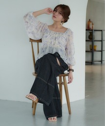 【新品同様¥31,900】ebure コットンシアーブラウスシャツ パープル38 新品同様¥31,900】ebure コットンシアーブラウスシャツ パープル