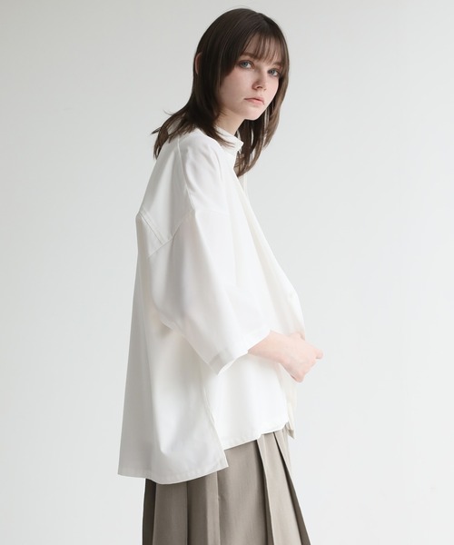 ELLUV(エルブ)の「【ELLUV/エルヴ】サマーTR ジップポケット ハーフスリーブ オーバーサイズシャツ(シャツ/ブラウス・メンズ・サックスブルー/ブラック/ホワイト・L/M/S)」の11枚目の写真