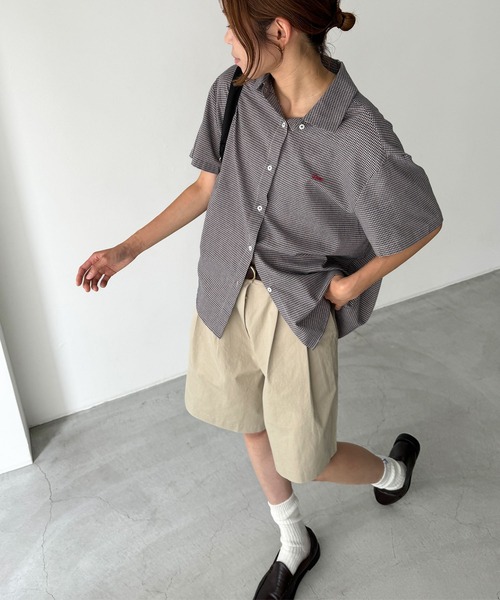 MANOUSH 刺繍入り半袖シャツ 36 Sky Triple Dot Halyard Short Sleeve - Mizzen+Main