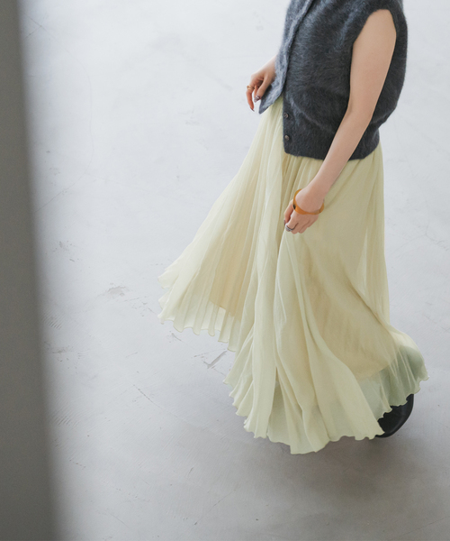 ヴィンテージシアーソフトプリーツスカート（スカート）｜NOBLE