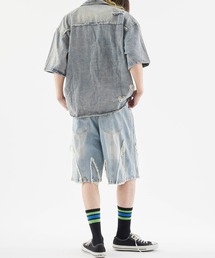Theater code（シアターコード）の「Crushed denim half pants/フリンジデニムハーフパンツ 2026年春夏（デニムパンツ）」