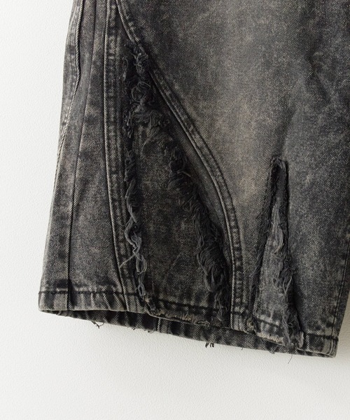 Theater code（シアターコード）の「Crushed denim half pants/フリンジデニムハーフパンツ（デニムパンツ・メンズ・ブルー系1/ブラック/ライトブルー・M/L）」の6枚目の写真